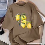 Creative Lemon Pattern T-Shirts Female Casual Soft Tops Fash