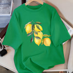 Creative Lemon Pattern T-Shirts Female Casual Soft Tops Fash