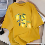 Creative Lemon Pattern T-Shirts Female Casual Soft Tops Fash