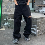 Black Loose Straight Jeans For Men